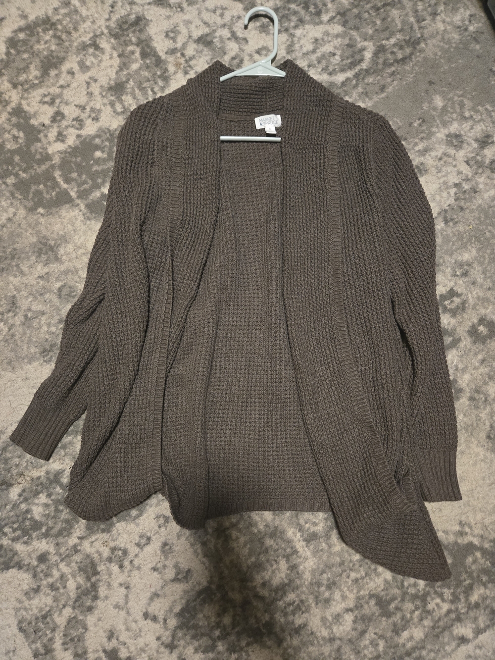 Market & Spruce Brown Open-Front Knit Cardigan